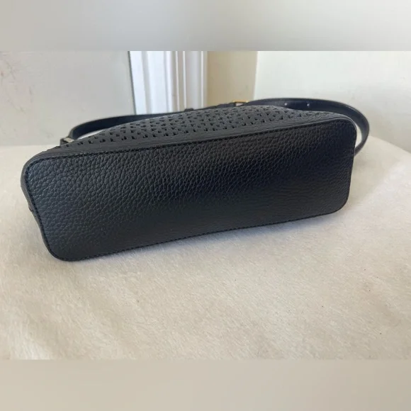 kate spade black pebbled leather crossbody with perforated detail EUC - Picture 4 of 10